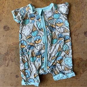 Reserved for bundle- Little Sleepies Sweet Treats Blue Shortie Zippie 6-12 month